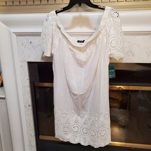 NEW with tags, Ralph Lauren Off Shoulder White Cotton Dress, SZ L